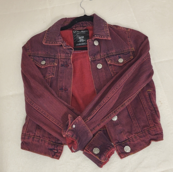 Aeropostale Burgundy Denim Jacket Pretty Little Liars Collection - Picture 2 of 4